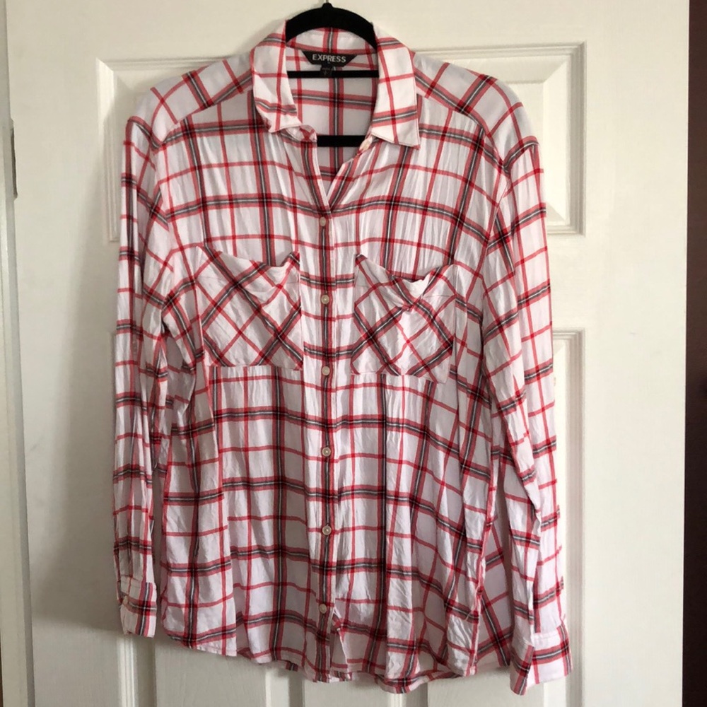 Boyfriend soft plaid button down shirt